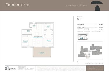 Rzut - Mieszkanie na sprzedaż 2 pokoje o powierzchni 55 m² - numer 3C w Talasa Terra - Denia