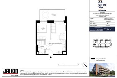 Rzut - Mieszkanie na sprzedaż 2 pokoje o powierzchni 35,14 m² - numer 40 w Jachtowa