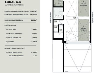 Rzut - Mieszkanie na sprzedaż 5 pokoi o powierzchni 124,77 m² - numer A.4 w Wiązana Residence