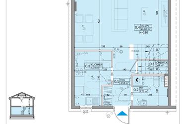 Rzut - Dom na sprzedaż 4 pokoje o powierzchni 84,31 m² - numer 23A w Zielono Mi 2 etap 2
