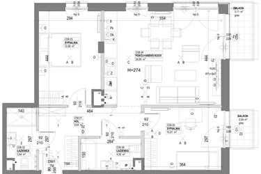 Rzut - Mieszkanie na sprzedaż 3 pokoje o powierzchni 68,36 m² - numer O38 w Miasto Ogród 6 - OSLO i SZTOKHOLM