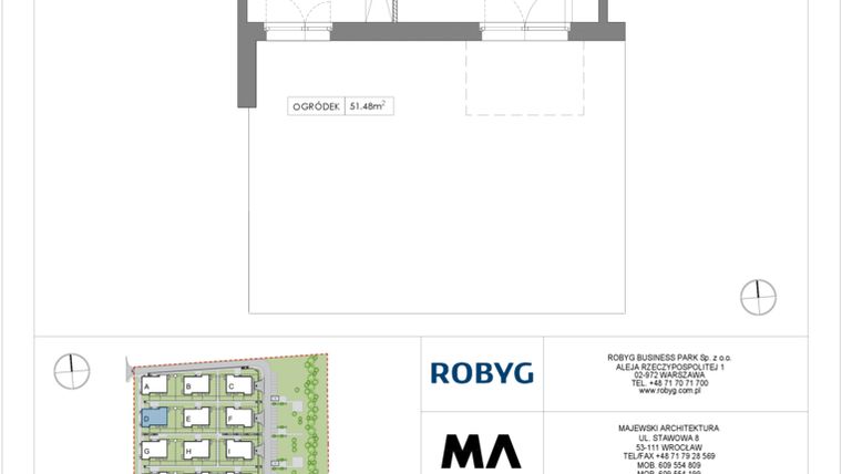 Rzut - Mieszkanie na sprzedaż 2 pokoje o powierzchni 42,07 m² - numer VV/D/0/2 w Villa Viva