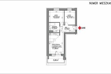 Rzut - Mieszkanie na sprzedaż 3 pokoje o powierzchni 48,9 m² - numer 3m.44 w Osiedle Rytm etap 2