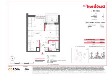Rzut - Mieszkanie na sprzedaż 1 pokój o powierzchni 41,29 m² - numer A.087 w Modena II
