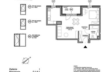 Rzut - Mieszkanie na sprzedaż 1 pokój o powierzchni 47,82 m² - numer D.1.6.1 w Rumia Centralna