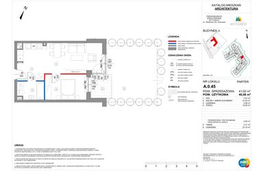 Rzut - Mieszkanie na sprzedaż 2 pokoje o powierzchni 40,08 m² - numer A.0.45 w My Forest