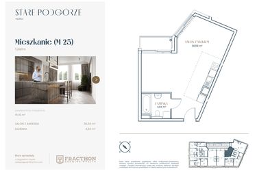 Rzut - Mieszkanie na sprzedaż 1 pokój o powierzchni 41,24 m² - numer M.25 w Stare Podgórze