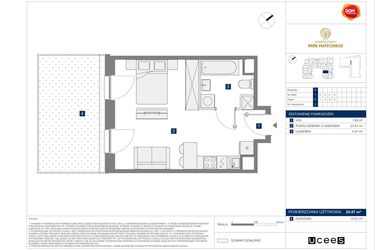 Rzut - Mieszkanie na sprzedaż 1 pokój o powierzchni 29,87 m² - numer H3 w Apartamenty Park Matecznego Etap 2.2