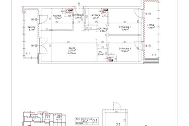 Rzut - Mieszkanie na sprzedaż 3 pokoje o powierzchni 64,05 m² - numer M-01 w Nałęczowska