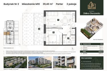 Rzut - Mieszkanie na sprzedaż 2 pokoje o powierzchni 39,4 m² - numer B2.M10 w Osiedle Zielona Chorzowska