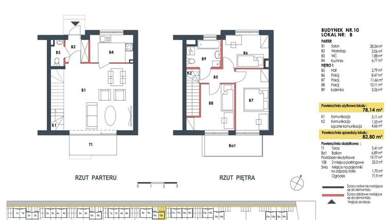 Rzut - Dom na sprzedaż 4 pokoje o powierzchni 83,2 m² - numer 10b w Waw.Re