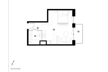 Rzut - Mieszkanie na sprzedaż 1 pokój o powierzchni 31,29 m² - numer A2.5.08 w Apartamenty Grundmanna