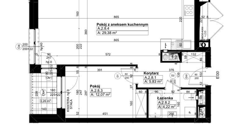 Rzut - Mieszkanie na sprzedaż 2 pokoje o powierzchni 51,5 m² - numer A/2/8 w Świerzawska 13