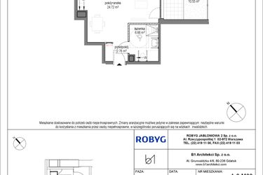 Rzut - Mieszkanie na sprzedaż 1 pokój o powierzchni 34,16 m² - numer A.0M03 w Kobieli 4