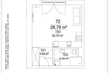 Rzut - Mieszkanie na sprzedaż 1 pokój o powierzchni 28,79 m² - numer 72 w Osiedle Teatralne 19