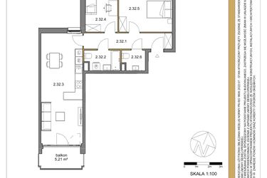 Rzut - Mieszkanie na sprzedaż 3 pokoje o powierzchni 67,39 m² - numer 32 w Osiedle Sfera etap II