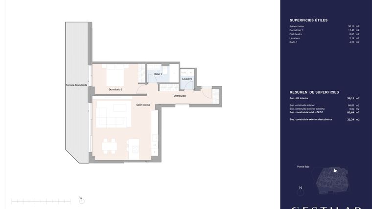 Rzut - Mieszkanie na sprzedaż 1 pokój o powierzchni 66,01 m² - numer 70A w Isla Bela