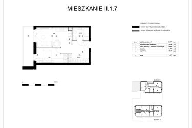 Rzut - Mieszkanie na sprzedaż 2 pokoje o powierzchni 42,97 m² - numer II.1.7 w Pryncypalna 66