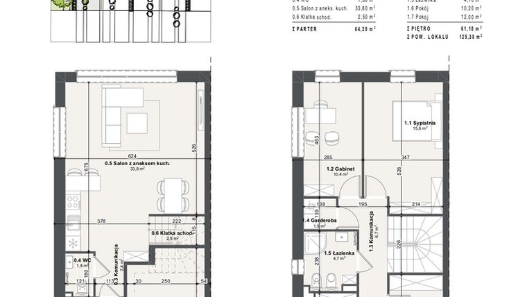 Rzut - Dom na sprzedaż 5 pokoi o powierzchni 125,3 m² - numer 3a w Domy na Przylesiu etap II