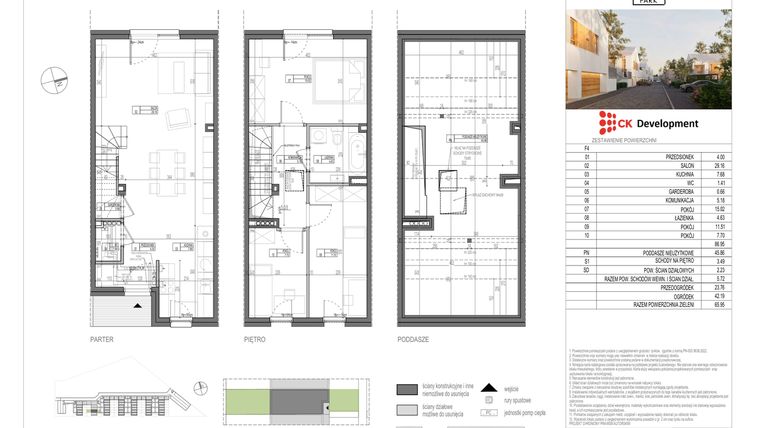 Rzut - Dom na sprzedaż 4 pokoje o powierzchni 86,95 m² - numer F.4 w Nova Wola Park