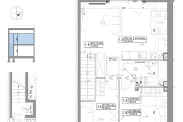 Rzut - Mieszkanie na sprzedaż 3 pokoje o powierzchni 61,95 m² - numer 64 w Boska Ksawerowska IV