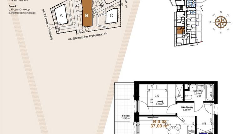 Rzut - Mieszkanie na sprzedaż 2 pokoje o powierzchni 37 m² - numer VB.0.08 w Vanda Park