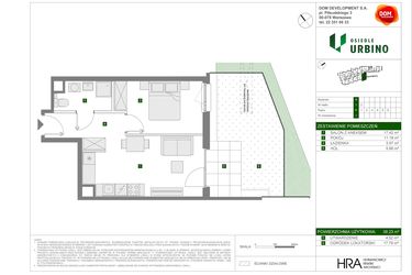 Rzut - Mieszkanie na sprzedaż 2 pokoje o powierzchni 38,23 m² - numer 5.1.A.1 w Osiedle Urbino etap 5