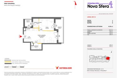 Rzut - Mieszkanie na sprzedaż 2 pokoje o powierzchni 45,89 m² - numer 14 w Miasteczko Nova Sfera 4