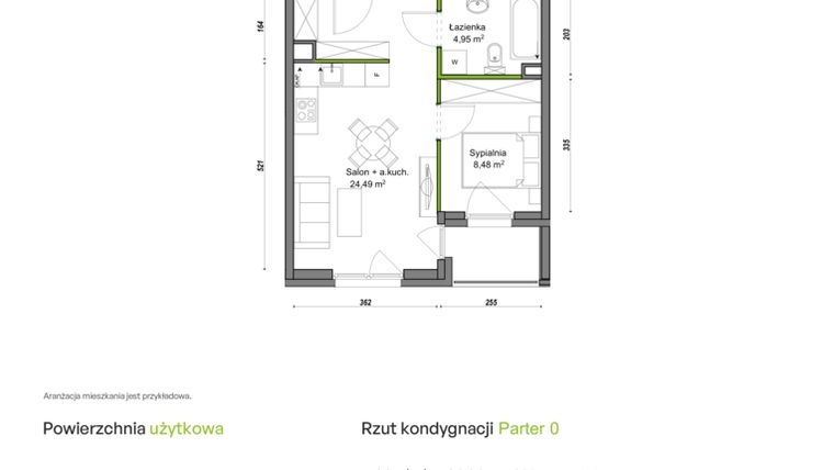 Rzut - Mieszkanie na sprzedaż 2 pokoje o powierzchni 37,92 m² - numer E2/G/02 w Orawska Vita