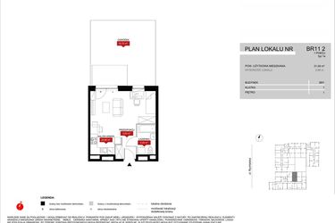 Rzut - Mieszkanie na sprzedaż 1 pokój o powierzchni 32,09 m² - numer BR11/2 w Browary Wrocławskie 2