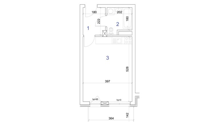 Rzut - Mieszkanie na sprzedaż 1 pokój o powierzchni 28,65 m² - numer 6.71 w Mierzeja Wiślana etap IV