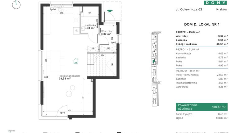 Rzut - Dom na sprzedaż 4 pokoje o powierzchni 138,48 m² - numer D1 w Destino Domy