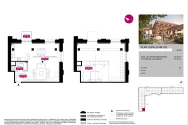 Rzut - Mieszkanie na sprzedaż 1 pokój o powierzchni 83,48 m² - numer G2.102 w Fuzja Lofty