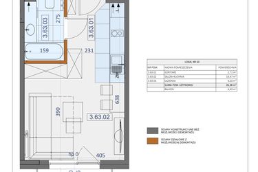 Rzut - Mieszkanie na sprzedaż 1 pokój o powierzchni 26,38 m² - numer 63 w Osiedle Zycha
