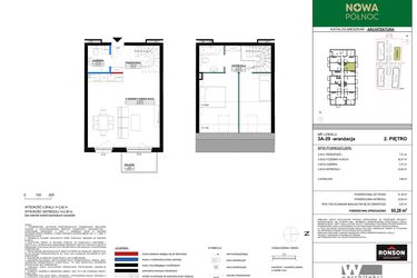 Rzut - Mieszkanie na sprzedaż 3 pokoje o powierzchni 41,3 m² - numer 3A_29 w Nowa Północ etap 2