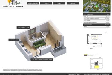 Rzut - Mieszkanie na sprzedaż 1 pokój o powierzchni 29,42 m² - numer C.2.11 w Dobry Poranek