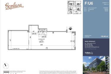 Rzut - Lokal użytkowy na sprzedaż 1 pokój o powierzchni 135,6 m² - numer F/U6 w Goplana budynek F