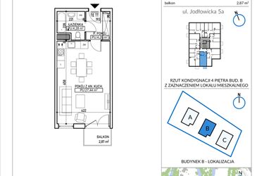 Rzut - Mieszkanie na sprzedaż 1 pokój o powierzchni 36 m² - numer 5A-30 w Jodłowicka 5
