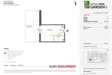 Rzut - Mieszkanie na sprzedaż 1 pokój o powierzchni 25,8 m² - numer 4 w Nova Viva Garden 8
