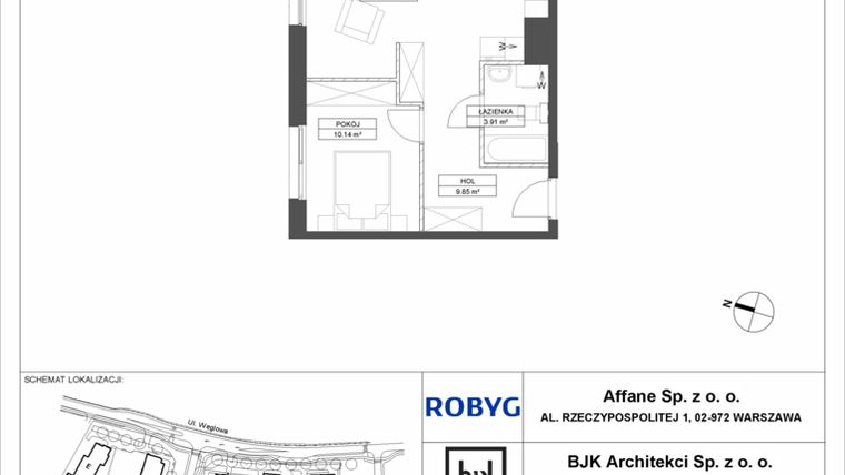 Rzut - Mieszkanie na sprzedaż 2 pokoje o powierzchni 49,28 m² - numer A.10M03 w WENDY