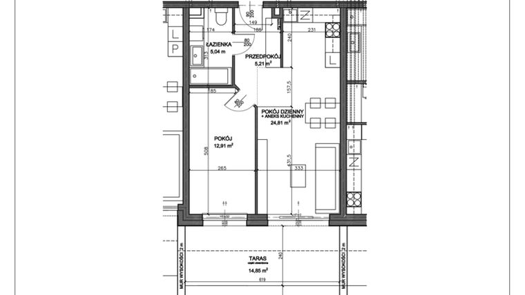 Rzut - Mieszkanie na sprzedaż 2 pokoje o powierzchni 48,21 m² - numer N.A.00.03 w Nobilis