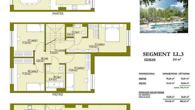 Rzut - Dom na sprzedaż 5 pokoi o powierzchni 145,71 m² - numer LL3 w Triton country 2026