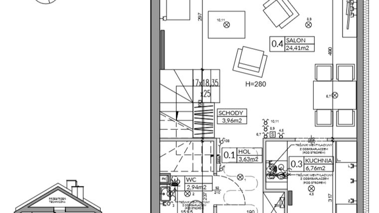 Rzut - Dom na sprzedaż 4 pokoje o powierzchni 83,33 m² - numer 104A w Nova Magdalenka 7 etap IV
