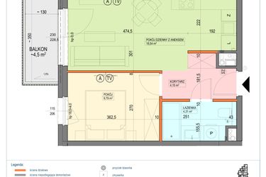 Rzut - Mieszkanie na sprzedaż 2 pokoje o powierzchni 36,79 m² - numer B1.2.15.2a w Junique I.II