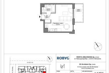 Rzut - Mieszkanie na sprzedaż 1 pokój o powierzchni 29,03 m² - numer A.2M16 w Dobre Miejsce