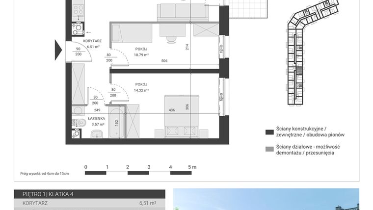 Rzut - Mieszkanie na sprzedaż 3 pokoje o powierzchni 57,61 m² - numer 102 w Ignatki Forest etap II