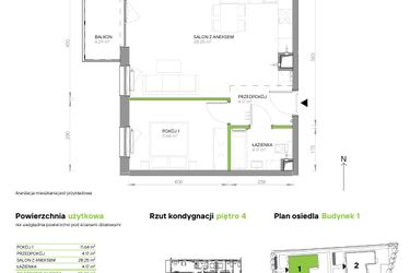Rzut - Mieszkanie na sprzedaż 2 pokoje o powierzchni 48,23 m² - numer III.4/1/37 w Via Flora