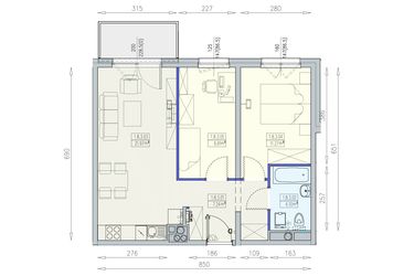 Rzut - Mieszkanie na sprzedaż 3 pokoje o powierzchni 54,49 m² - numer K1 1/8/3/3a w Południk 17 - budynek K1