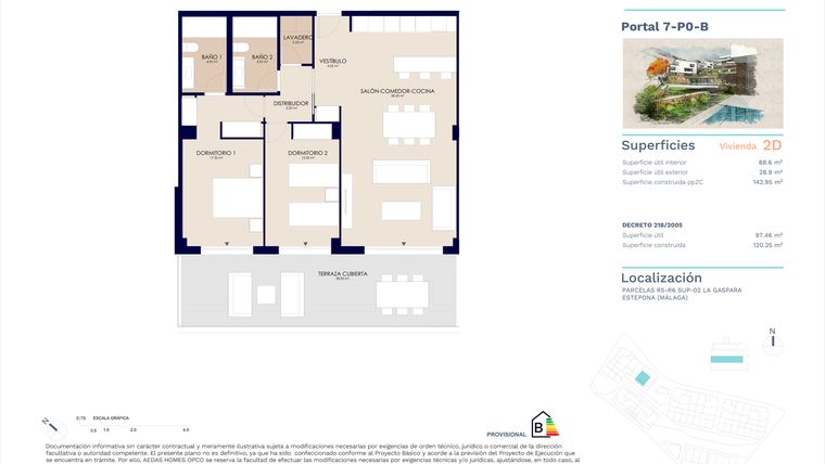 Rzut - Mieszkanie na sprzedaż 2 pokoje o powierzchni 88 m² - numer 7-PO-B w Zenity Azure