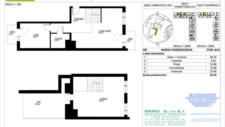 Rzut - Mieszkanie na sprzedaż 3 pokoje o powierzchni 83,3 m² - numer A20 w Jasielska 8C
